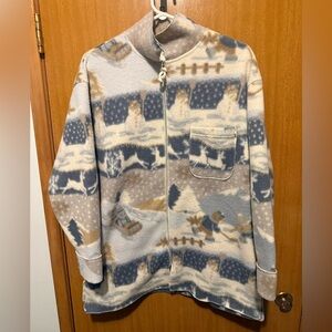 La SENZA Men's Blue and Cream Zip-Up Sweater